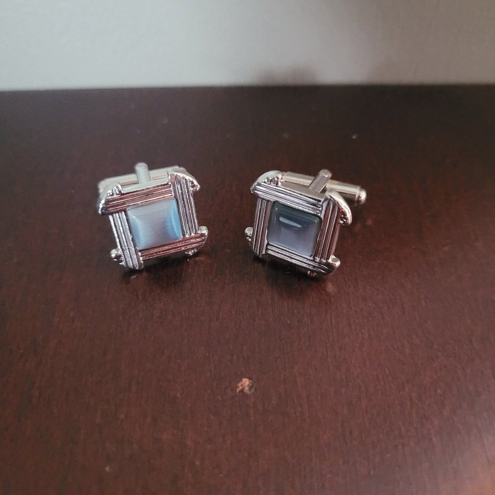 Blue and Silver Cuff Links